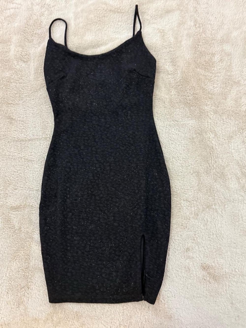 Windsor Black Sparkle Spaghetti-Strap Mini Dress
